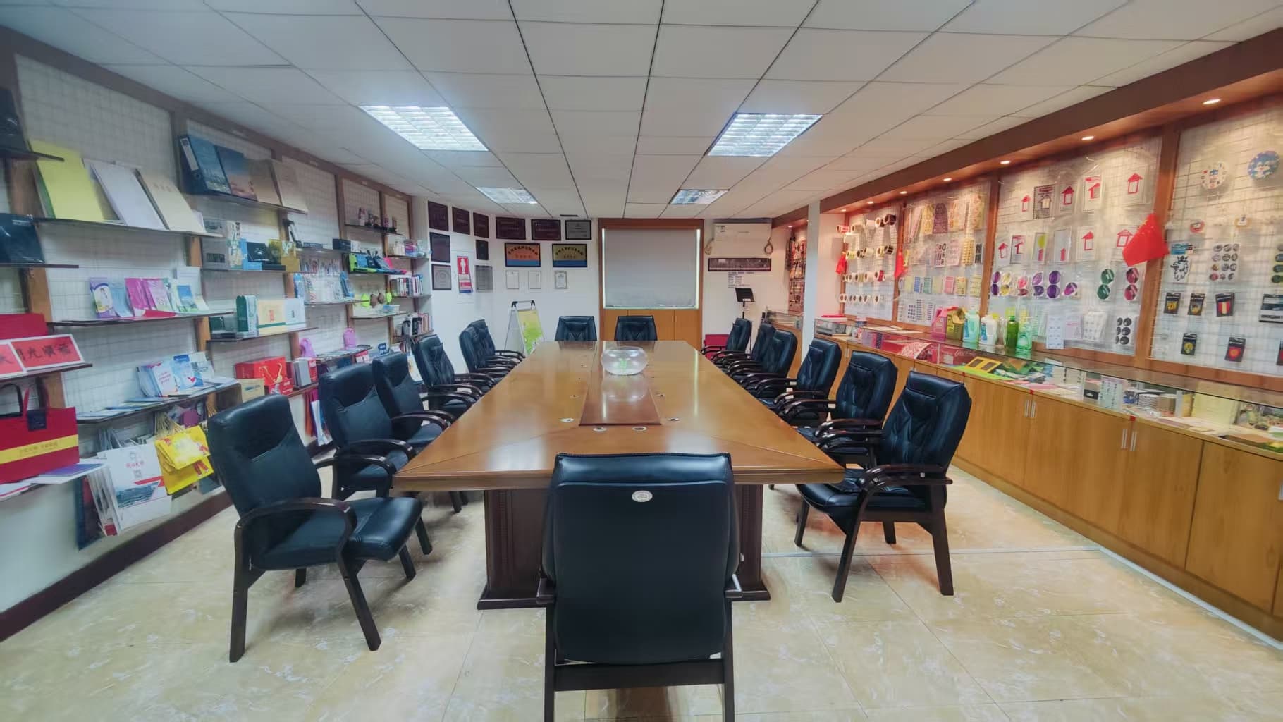 JinXinCai Printing showroom and conference room with product sample displays